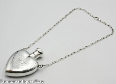 Frasco perfume coração antigo 1902 chatelaine prata maciça Deakin Francis  - Imagem 1 de 4