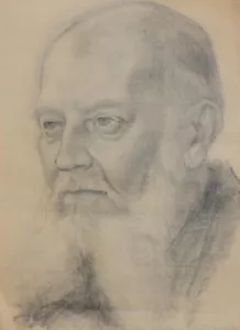 Lyubomir Staykov, Antique pencil painting old man portrait signed - Picture 1 of 9