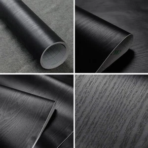 3m Black Rustic Wood Grain Panel Effect Wallpaper PVC Self Adhesive Wall Sticker - Picture 1 of 11
