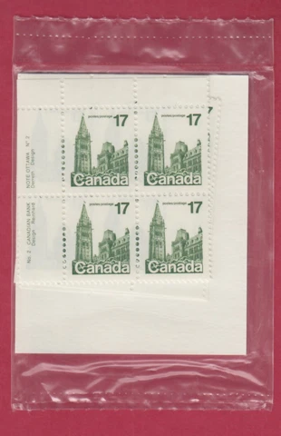 CANADA SEALED PLATE BLOCKS 790 PL2 1st CLASS DEFINITIVES, HOUSES OF PARLIAMENT Cover