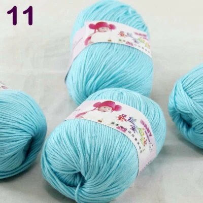 Sale 4 Skeinsx50g Cashmere Silk Wool Children Hand Knit Blankets Crochet Yarn 11 - Image 1 of 4