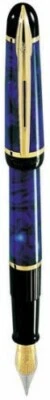 Pluma Estilográfica Waterman Phileas Azul Mármol y Borde Dorado Mediana Pt En Caja *   Foto 1 de 2