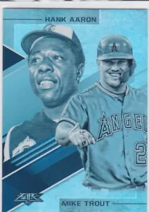 HANK AARON & MIKE TROUT Baseball Card DUAL INSERT $$ LEGENDS Topps Fire RARE! - Picture 1 of 2