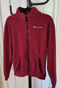 Champion Jacket Men S,  Burgundy Fleece Long Sleeve Pockets Full Zip High Neck - Picture 1 of 4