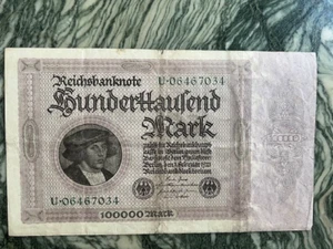 1923 GERMANY 100000 MARK REICHSBANKNOTE G.11023891 - Picture 1 of 8