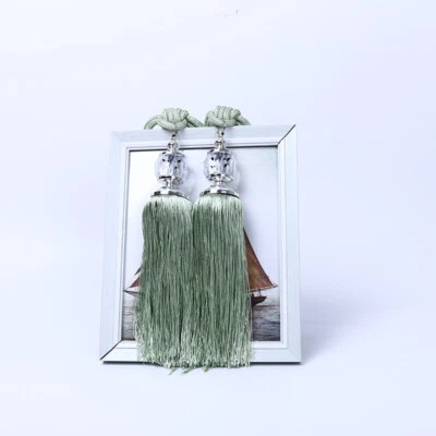 1对豪华窗帘扣绳领带背流苏绑带串珠球装饰 — 第 1/4 张图片