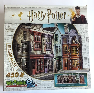 Wrebbit 3D Puzzle Diagon Alley Jigsaw Puzzle 450pcs Harry Potter Wizarding World - Image 1 of 4