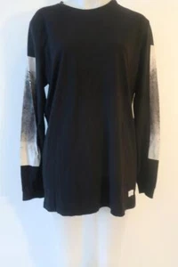 Camiseta para hombre con estampillas negra blanca manga larga L * - Imagen 1 de 6