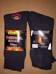 6 Pairs Mens Thermal Socks PREMIUM WEAR size 6 - 11 uk Black - Picture 1 of 1