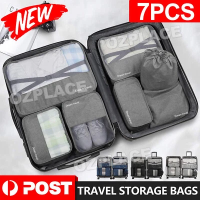 7PCS Packing Cubes Travel Pouches Luggage Organiser Clothes Suitcase Storage Bag - image 1 of 4