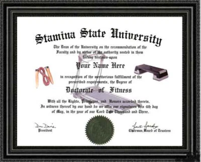 Fitness Lover's Doctorate Diploma / Degree Custom made & Designed for YOU - Image 1 of 2