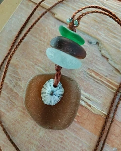 Sea Glass Necklace Men Women Braid Teen Casual Beach Hawaiian Souvenir Surfer - Picture 1 of 7