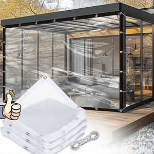 TRANSPARENT CLEAR Tarpaulin Heavy Duty Waterproof Cover Tarp Ground Sheet Mesh - Picture 1 of 23