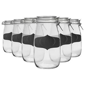 Heart Design Glass Storage / Food Preserve Preserving Jar, 1.5L - Pack of 6