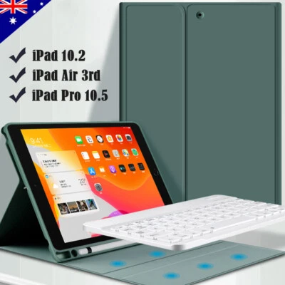 For iPad 7th 8th Gen 10.2" 10.5" Air Bluetooth Keyboard Case Cover Pencil Holder - Image 1 of 4