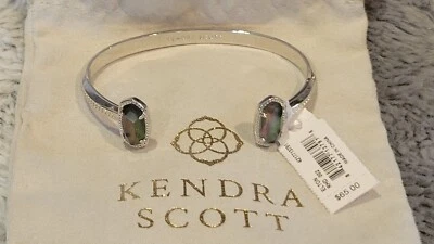 Pulsera Kendra Scott Elton Rodio Negra Madreperla MOP Nueva con Etiquetas $65 Bolsa para el Polvo Foto 1 de 4