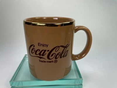 Taza Coca-Cola De Colección Disfruta Coca Cola Publicidad Dorado y Marrón Raro Taza de Té C16 Foto 1 de 4