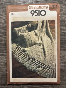 Simplicity Crochet Pattern # 9510,  1980  Afghan & Pillow Directions Instruction - Picture 1 of 6