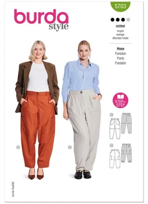 BURDA 5703 MISSES PANTS TROUSERS Sewing Pattern Sizes 20-34 Skill: AVERAGE - Image 1 of 4