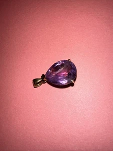 14k Gelbgold & lila Amethyst Anhänger für Halskette - Bild 1 von 7