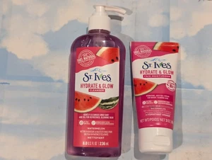 SET (2) ST IVES HYDRATE & GLOW WASSERMELONENREINIGER & GESICHTSFEUCHTIGKEITSCREME - Bild 1 von 2