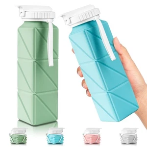Collapsible Travel Water Bottles, Food Grade BPA Free Silicone Foldable Water... - Picture 1 of 8