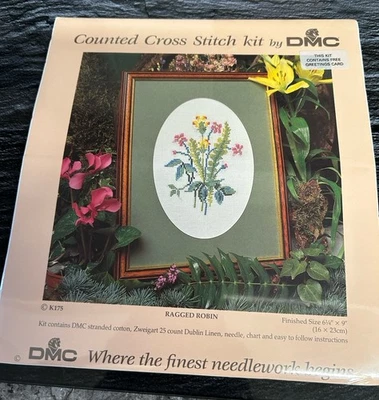 DMC Counted Cross Stitch Kit - K175 Ragged Robin 16x23cm NEW - Image 1 of 4