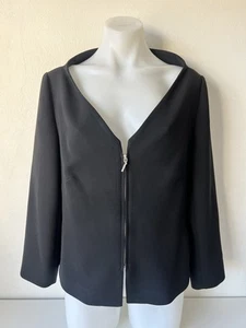 Carla Zampatti Jacket Women 12 Black Zip Front Blazer Designer Made In Australia - Picture 1 of 11