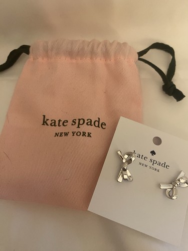 Mini fiocco borchie Kate Spade skinny argento nuovo con borsa nuovo con etichetta
