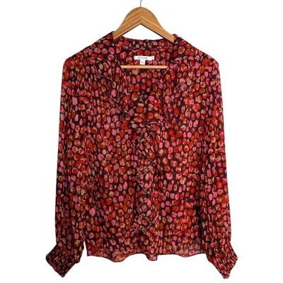 Топ женский Chicos 2 бордовый с оборками длинным рукавом романтический женский офисная работа - Изображение 1 из 4