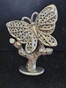 Vintage Butterfly Metal Earring Stand Display Organizer Silver Plated  - Picture 1 of 3