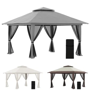 Folding Gazebo 4 x 4m, Garden Gazebo with 4 Mesh Walls, UV Protection for Balcony - Picture 1 of 34