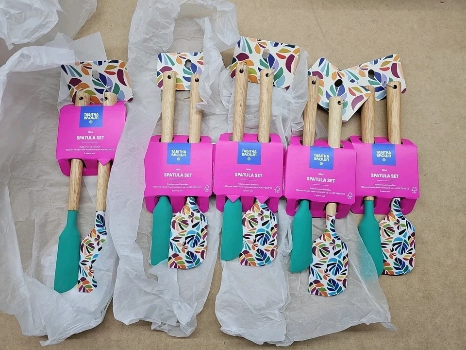NEW TABITHA BROWN Spatula Set One Green One Leaf Pattern Mini (5 Pack) - Image 1 of 1