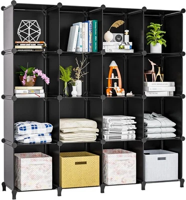 Large DIY 16 Cube Storage Organizer Shelve Unit Closet Cabinet Modular Bookshelf - Image 1 of 4
