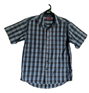 Jarvis Walker Check Shirt ~ Size M Men's ~ Blue Grey Collar Button Short Sleeve - Picture 1 of 10