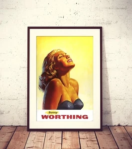 Sunny Worthing Vintage Travel Poster, 1961 Train - Picture 1 of 4
