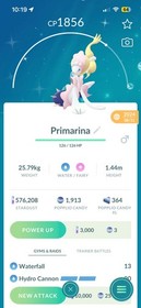 Primarina Shiny W/Hydro Pokemon, PoGo Tr6de *Read Description* Fast and Secure