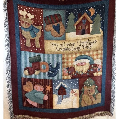 Manta Sueños de Navidad Reno Papá Noel Muñeco de Nieve Ángel Vacaciones Foto 1 de 3