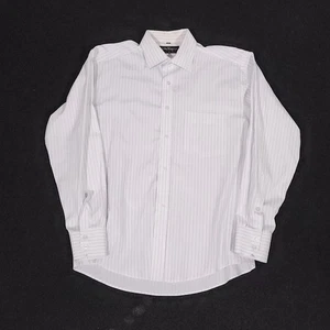 Salvatore Ferragamo Shirt Men 16/33-34 White Striped Long Sleeve Button Up Italy - Picture 1 of 12