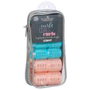 12 Conair Voluminous Curls Self-Grip Hair Rollers, Assorted Sizes & Colors - Picture 1 of 1