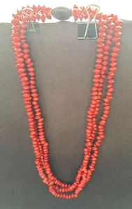 Vintage Multi Strand Burnt Orange Seed Pod Nut Beaded Necklace No Clasp - Picture 1 of 6