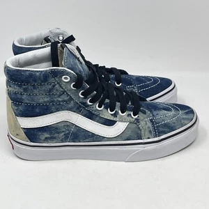 Vans Sk8 Hi Reissue Shoes Womens 6.5 Mens 5 Blue Acid Wash Denim Sneakers Unisex - Picture 1 of 13