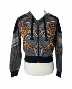 Girl's Large Hoodie Redfox Black Grey and Gold Multi Pattern Full Zip - Picture 1 of 6