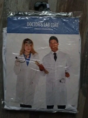Doctor Lab Coat Costume with Lanyard I.D. Halloween  One Size Up to Size 42 - Image 1 of 2