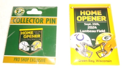 GREEN BAY PACKERS / INDIANAPOLIS COLTS DATED 9/15/24 GAMEDAY PIN/MAGNET SET NEW - Image 1 of 4