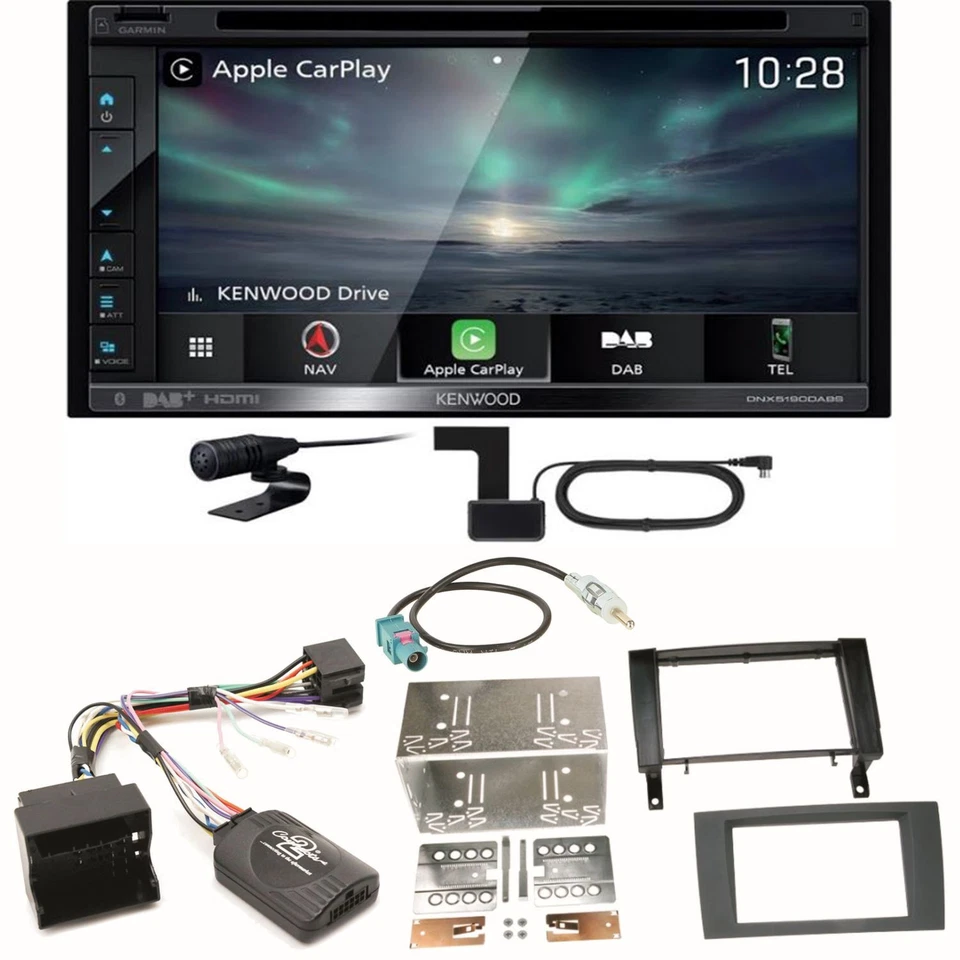 Kenwood DNX-5190DABS Navi CarPlay USB CD Einbauset für Mercedes SLK R171 ab 2008 - Bild 1 von 1