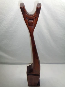 Vintage skurrile Katzenstatue geschnitzte Figur dänisch modern MCM Deko Dekor Knud Stil - Bild 1 von 24