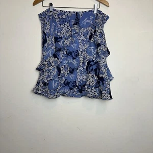 Lauren Ralph Lauren Women’s 16 Floral Tiered Lined Skirt Blue Preppy Casual Y2K - Picture 1 of 10