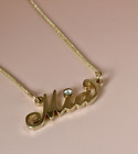 Mia Name Necklace Gold Crystal Italic Custom Personalised New Gift