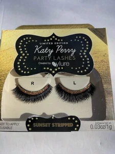 Glitter KATY PERRY PARTY false eye LASHES Sunset stripped Gold EYLURE REUSABLE  - Picture 1 of 4